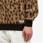 Wacko Maria Men's Leopard Mohair Knitted Jumper in Beige