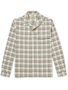 De Bonne Facture - Camp-Collar Checked Cotton-Flannel Shirt - Neutrals
