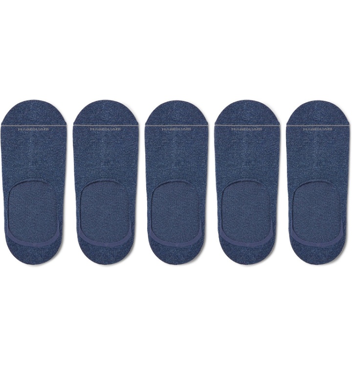 Photo: Marcoliani - Five-Pack Invisible Touch Pima Cotton-Blend No-Show Socks - Blue
