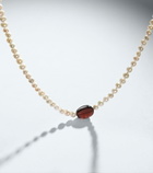 Ileana Makri 9kt gold (375/1000) beaded necklace with freshwater pearls and hessonite
