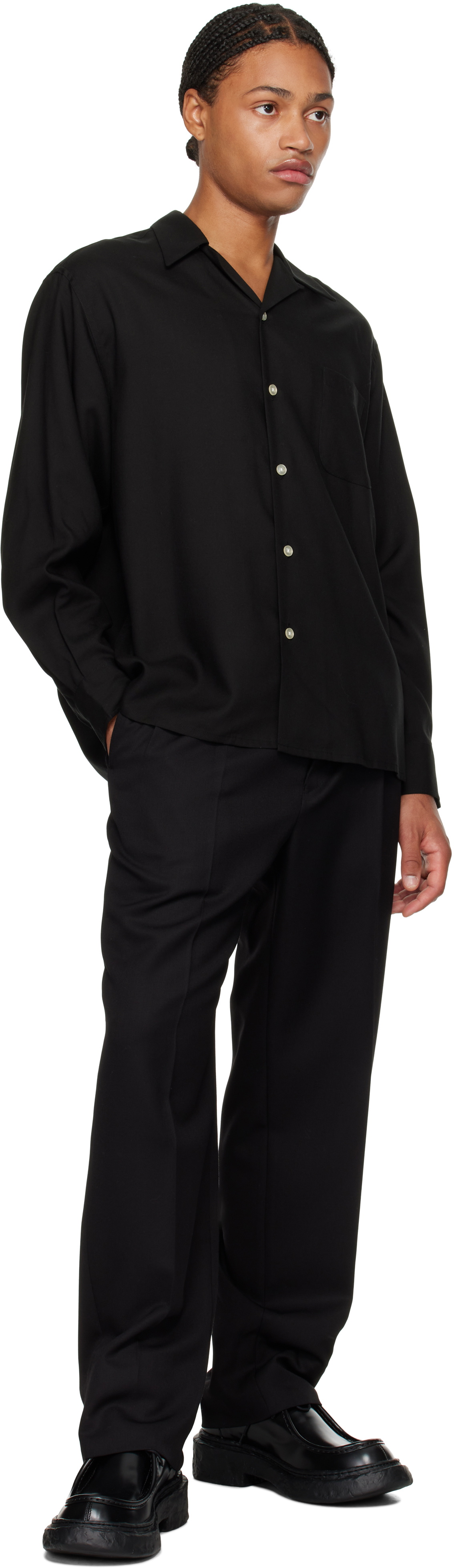 WACKO MARIA Black 50's Open Collar Shirt Wacko Maria