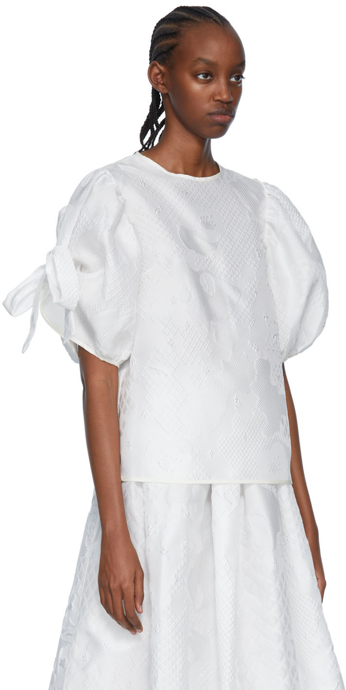 Cecilie Bahnsen White Fanchette Blouse Cecilie Bahnsen