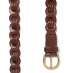 TOM FORD - 3cm Brown Woven Polished-Leather Belt - Brown