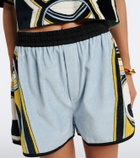 La DoubleJ Pull-up printed cotton terry shorts