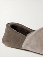 Mr P. - Collapsible-Heel Shearling-Lined Two-Tone Suede Slippers - Neutrals