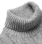 Brunello Cucinelli - Contrast-Tipped Mélange Cable-Knit Rollneck Sweater - Men - Gray