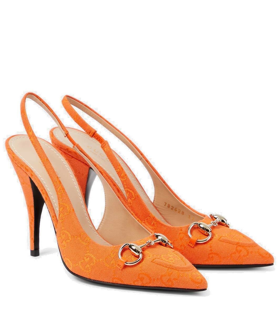 Gucci Horsebit GG canvas slingback pumps Gucci