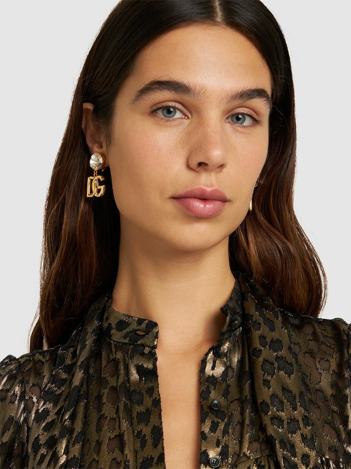 DOLCE & GABBANA ロゴ リング ピアス DOLCE & GABBANA - Crystal Logo Dg Clip-on Earrings Dolce