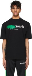 Palm Angels Black & Green Sprayed Logo 'Milano' T-Shirt