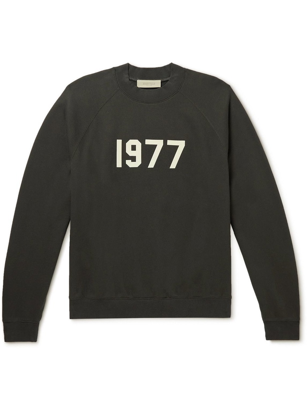 Photo: FEAR OF GOD ESSENTIALS - Logo-Flocked Cotton-Blend Jersey Sweatshirt - Gray