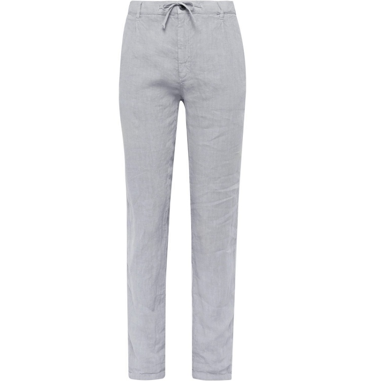 Photo: Hartford - Light-Grey Linen Drawstring Trousers - Gray