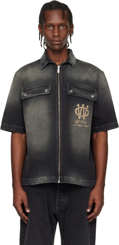 Photo: Off-White Black Zip Bowling Denim Shirt