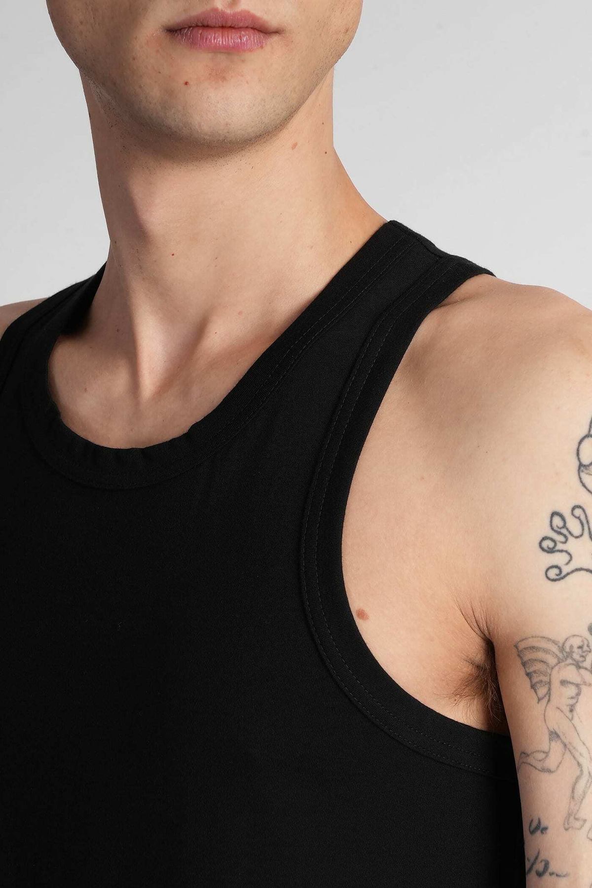 Yohji Yamamoto Tank Top In Black Cotton Yohji Yamamoto