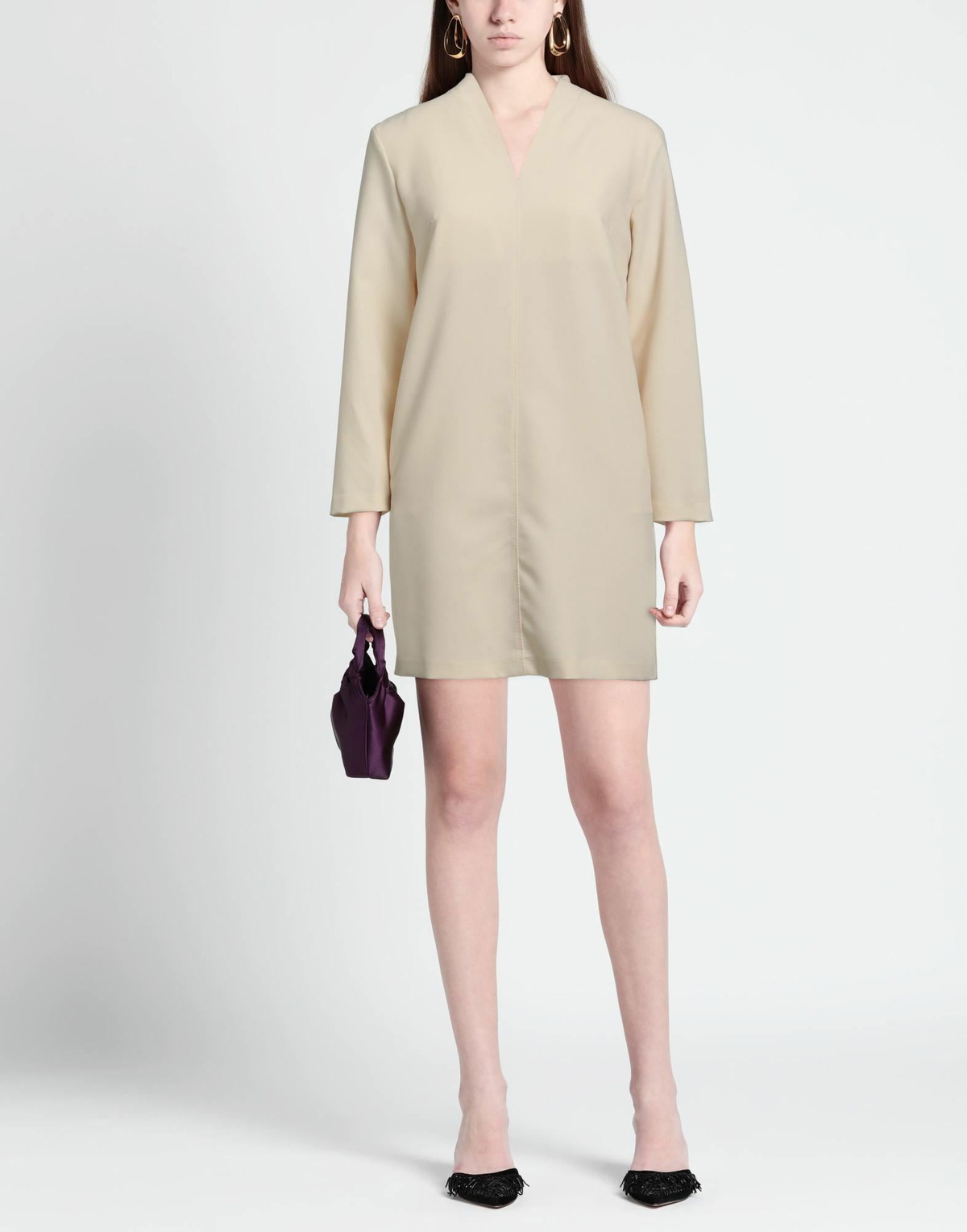 Manila Grace Womens Mini dress in Beige