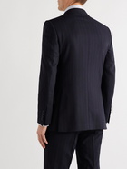 Kingsman - Oxford Slim-Fit Double-Breasted Pinstriped Wool Suit Jacket - Blue