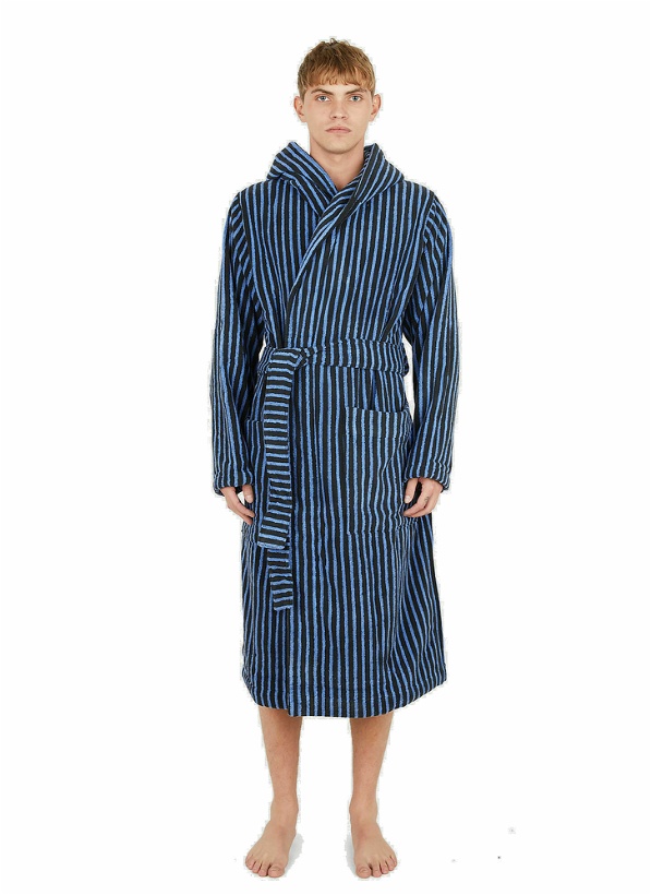 Photo: Striped Hooded Bathrobe in Blue
