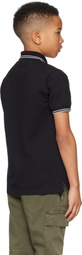 Stone Island Junior Kids Black 21348 Organic Stretch Cotton Piqué Polo
