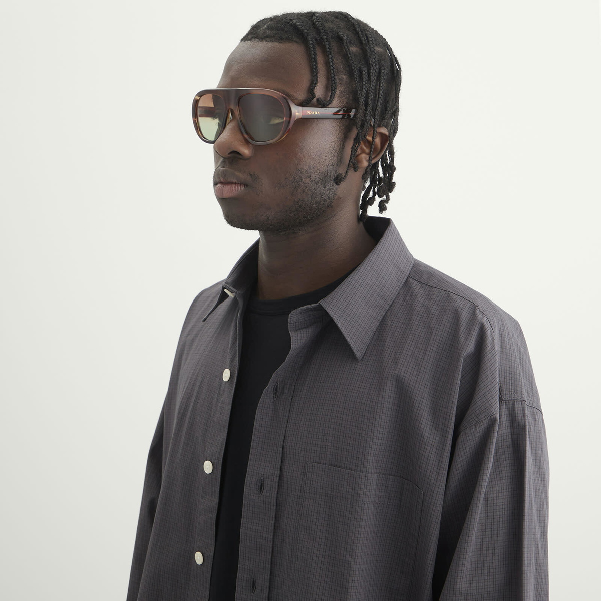Prada Eyewear C05S Sunglasses in Striped Oak/Green 