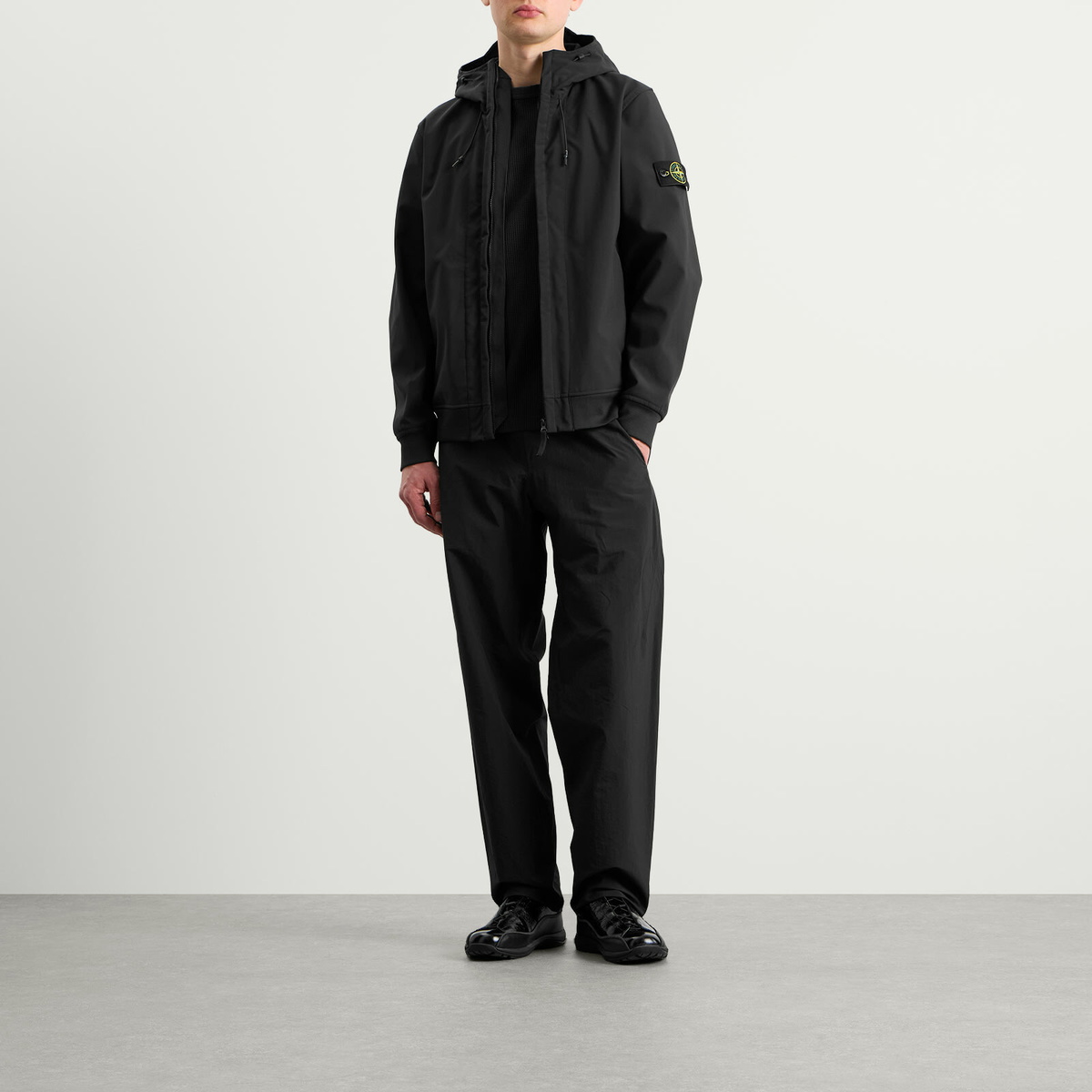 Stone Island Men's Soft Shell-R Hooded Jacket in Black