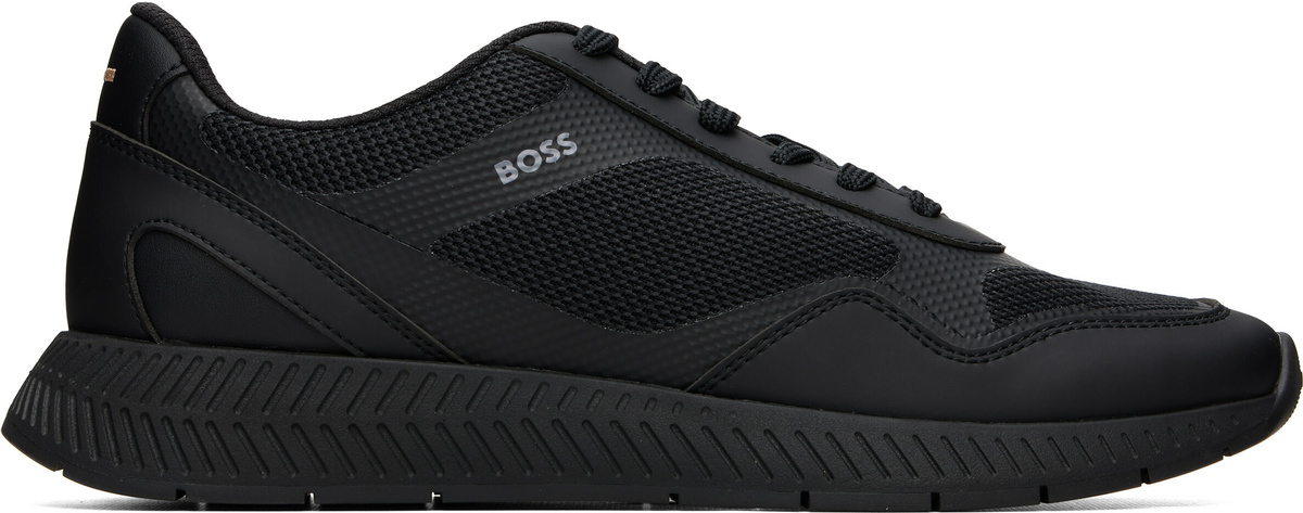 BOSS Black Ribbed Sole Mesh Sneakers