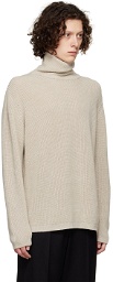 Margaret Howell Biege Ribbed Roll Neck Sweater