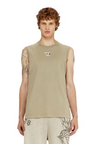 Diesel Cotton tank top with metallic Oval D - T-Shirts Mens in Beige