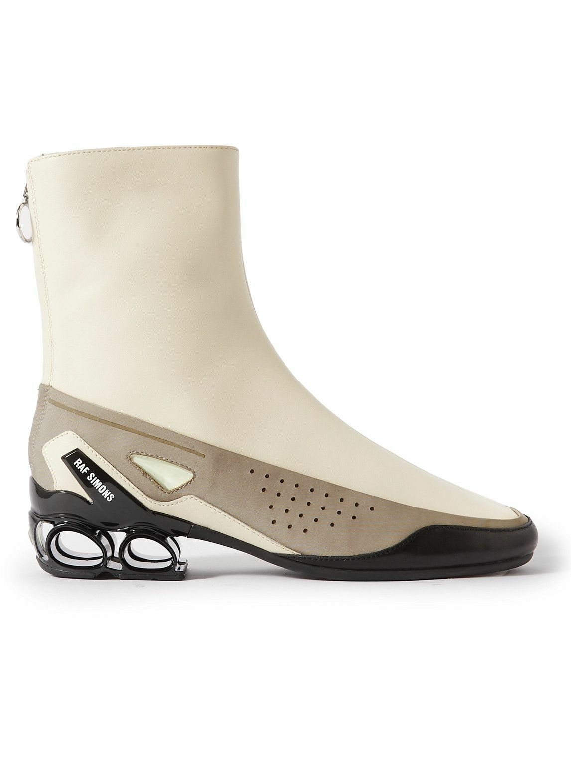 Photo: Raf Simons - Cycloid-4 Nylon-Trimmed Leather Ankle Boots - White