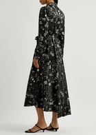 High Compelling Western Printed Satin Midi Dress Black And White