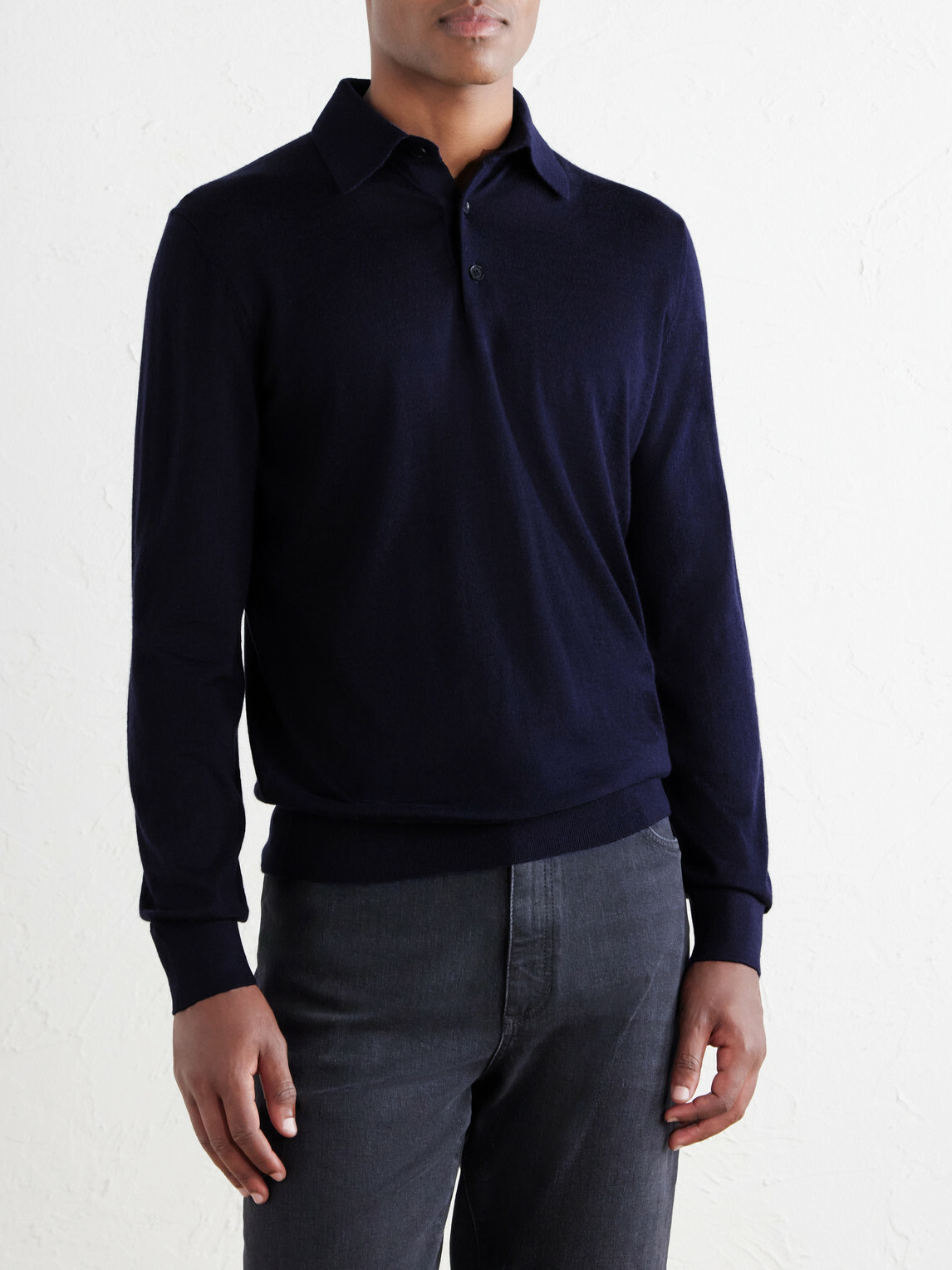Zegna - Cashmere and Silk-Blend Polo Shirt - Blue