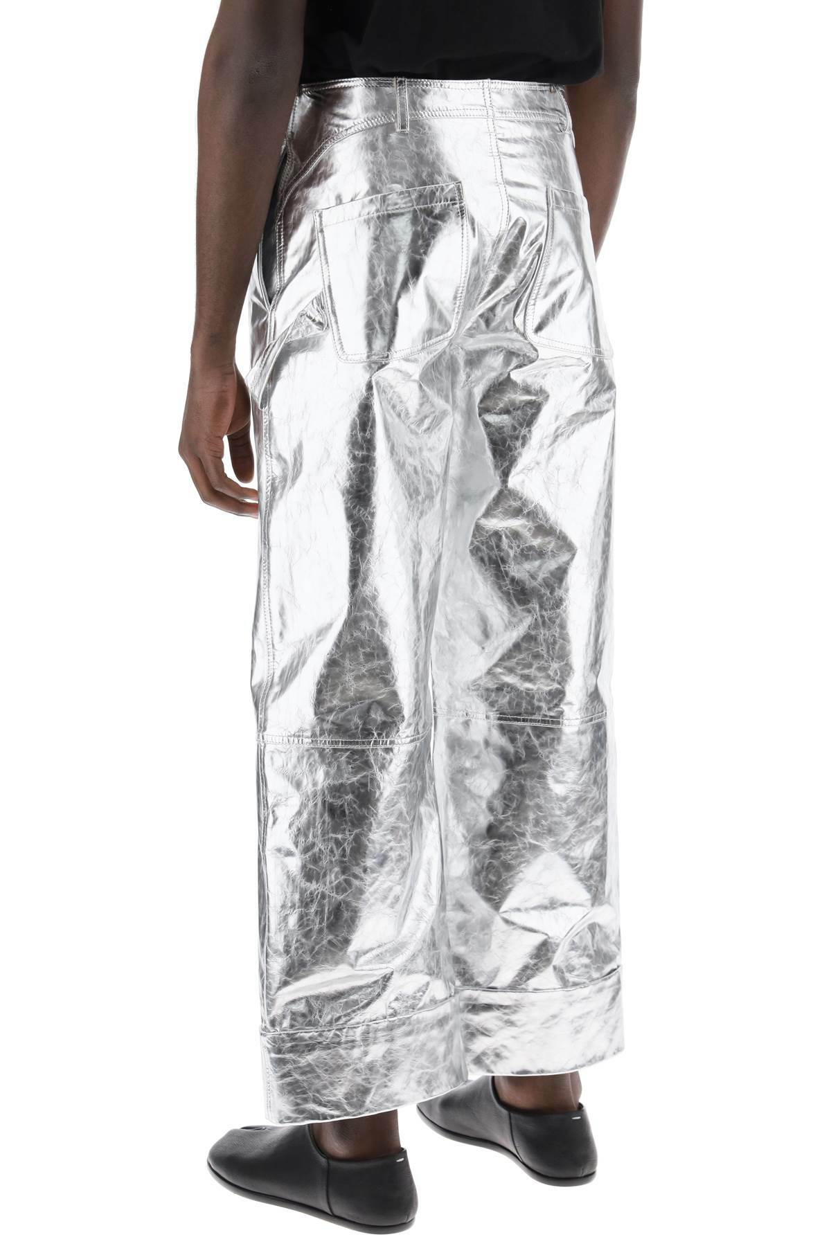 SIMONE ROCHA laminated leather pants with folded hem Silver Simone Rocha