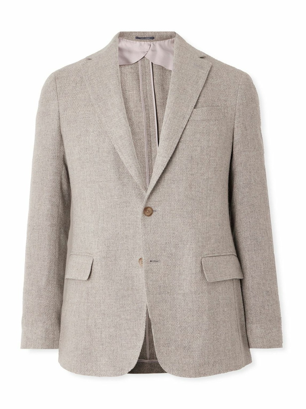 Photo: Ralph Lauren Purple label - Hadley Slim-Fit Basketweave Cashmere Blazer - Gray
