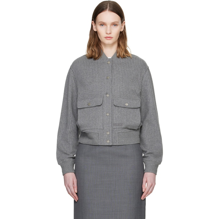 Photo: MACKAGE Grey JUNIPER-K Brushed Knit Bomber Jacket