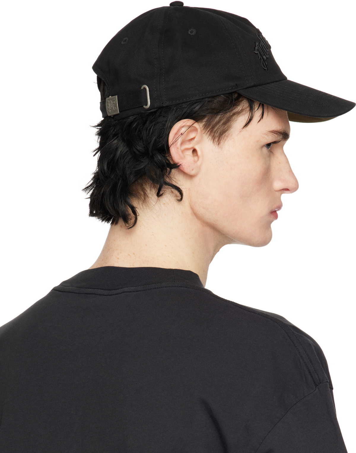 Palm Angels Black Curved Logo Cap Palm Angels