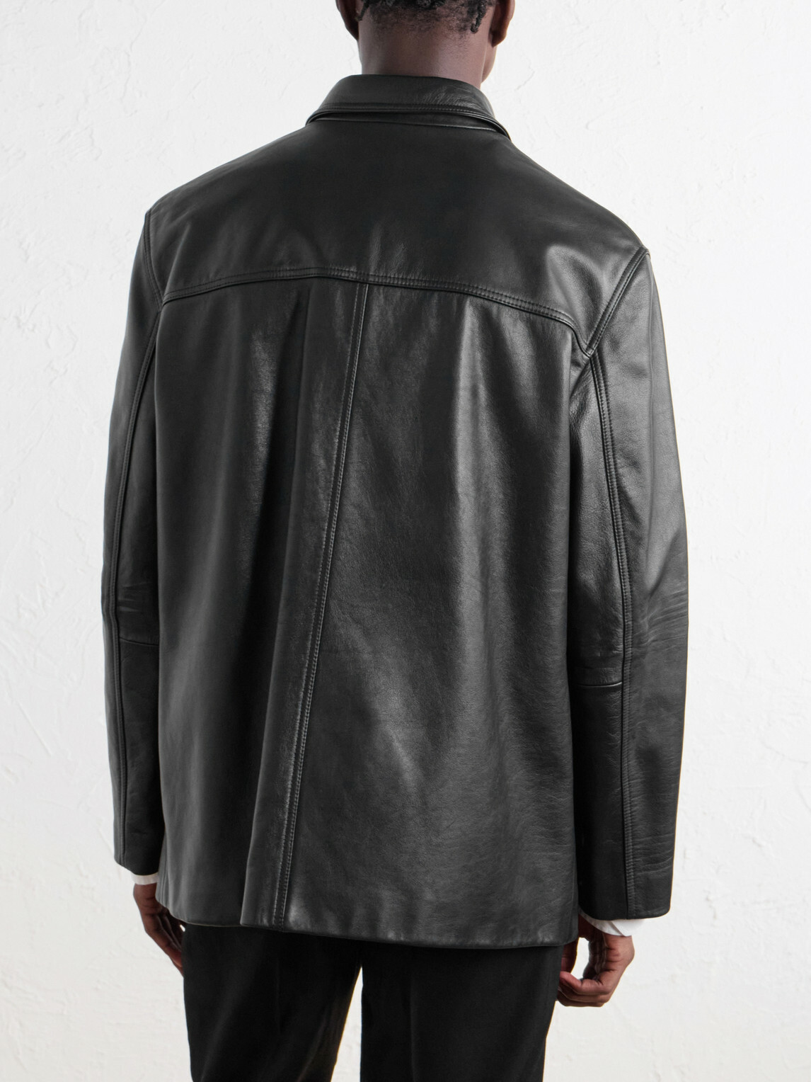 TOTEME - Panelled Full-Grain Leather Jacket - Black