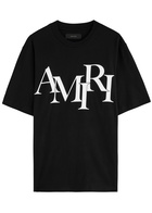 Amiri Staggered Logo Cotton T-shirt Black