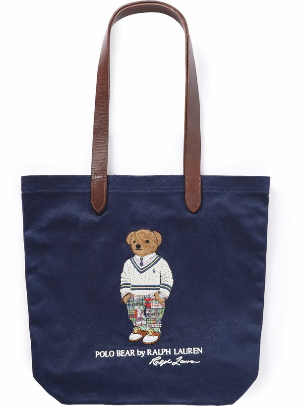Photo: Polo Ralph Lauren - Leather-Trimmed Embroidered Denim Tote Bag