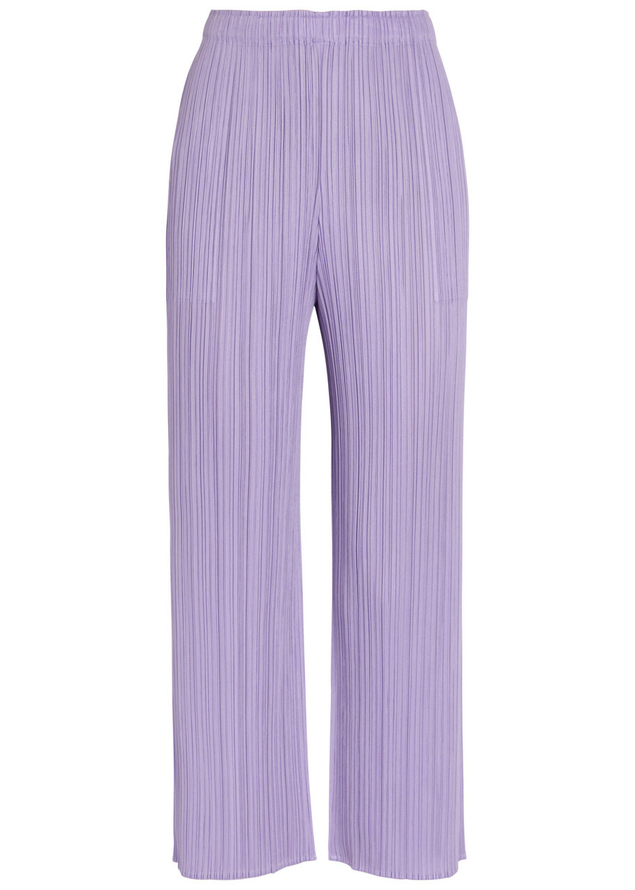 Pleats Please Issey Miyake Pleated Wide-leg Woven Trousers Light Purple