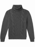 Anderson & Sheppard - Rollneck Cable-Knit Merino Wool Sweater - Gray