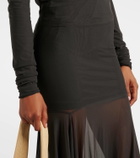 Lemaire Draped jersey and mesh maxi dress