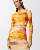 Pinko Slim Fit Midi Dress With Landscape Print Multi. Beige/Pink