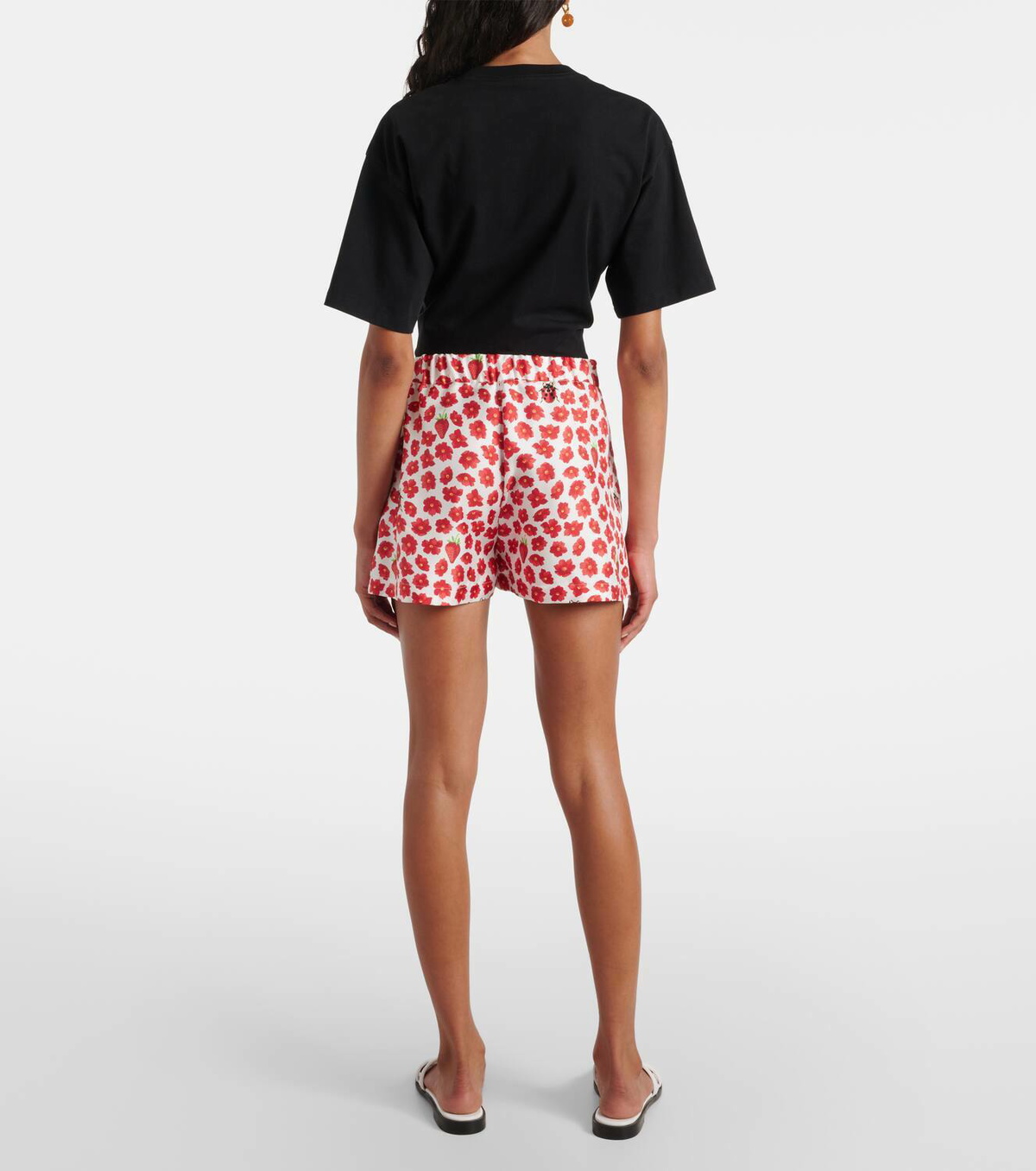 Versace Floral printed silk twill shorts