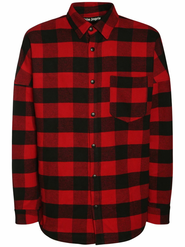 Photo: PALM ANGELS - Logo Print Cotton Check Over Shirt