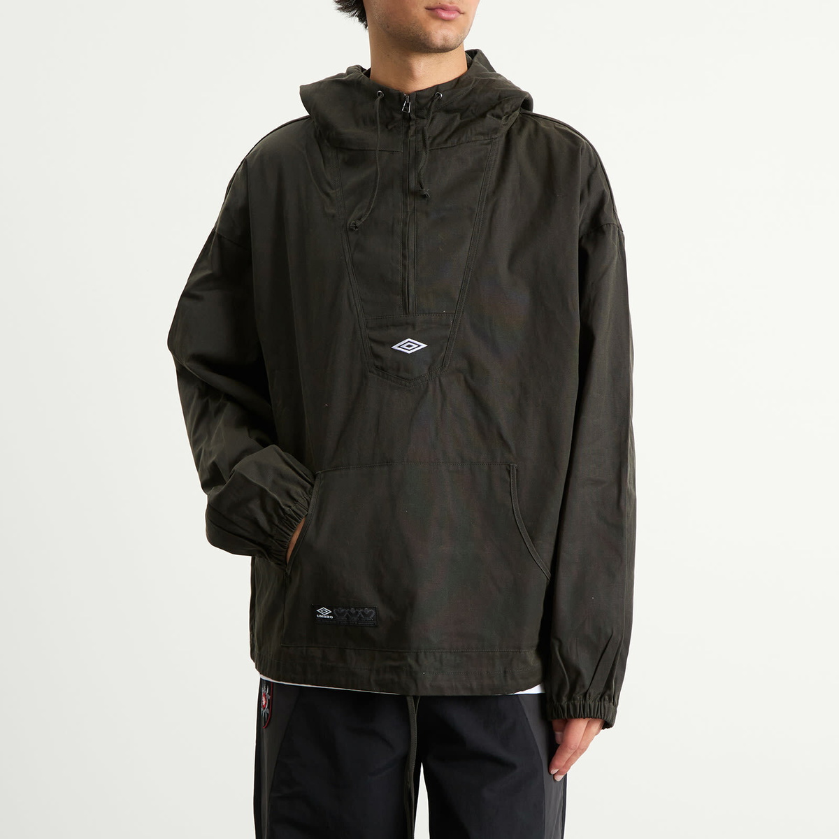 Umbro by Slam Jam Men's Masked Waxed Anorak in Dark Olive