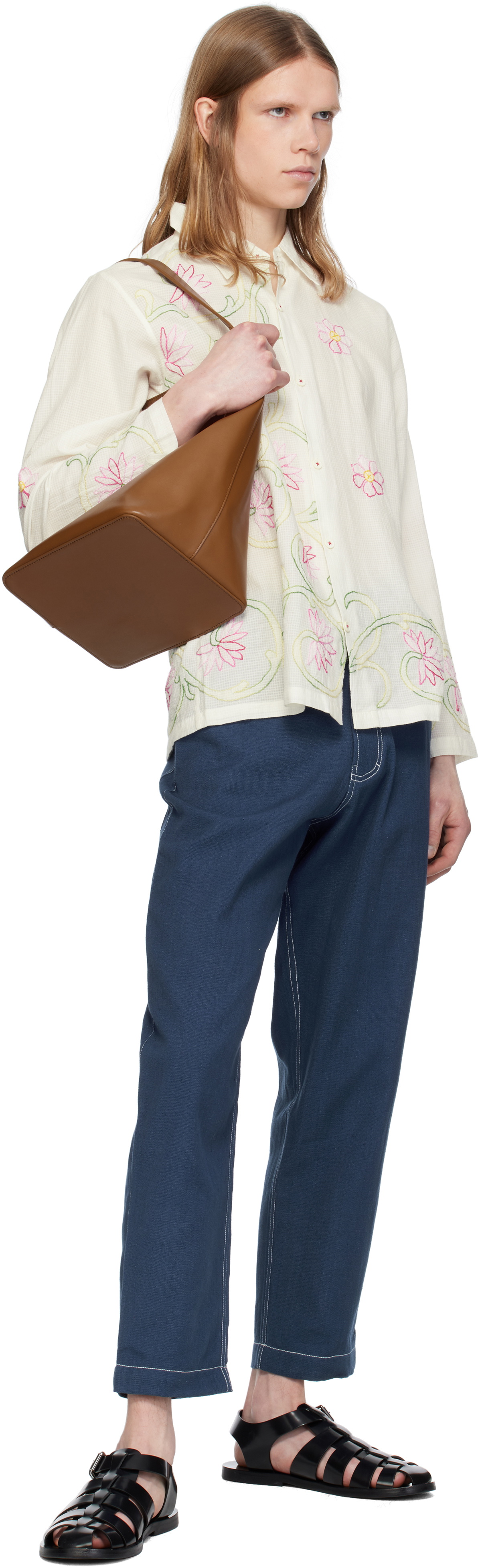 HARAGO Blue Double Stitch Trousers