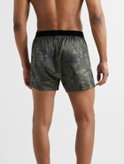 TOM FORD - Velvet-Trimmed Camouflage-Print Stretch-Silk Satin Boxer Shorts - Green