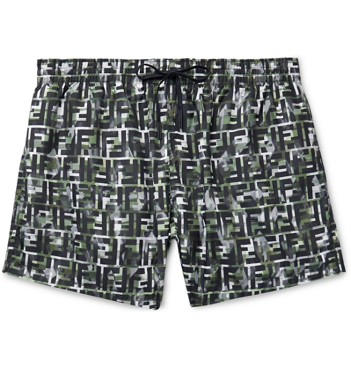 Photo: Fendi - Logo-Print Swim Shorts - Green