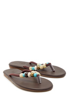 Ancient Greek Sandals Saionara Beaded Leather Sandals Brown