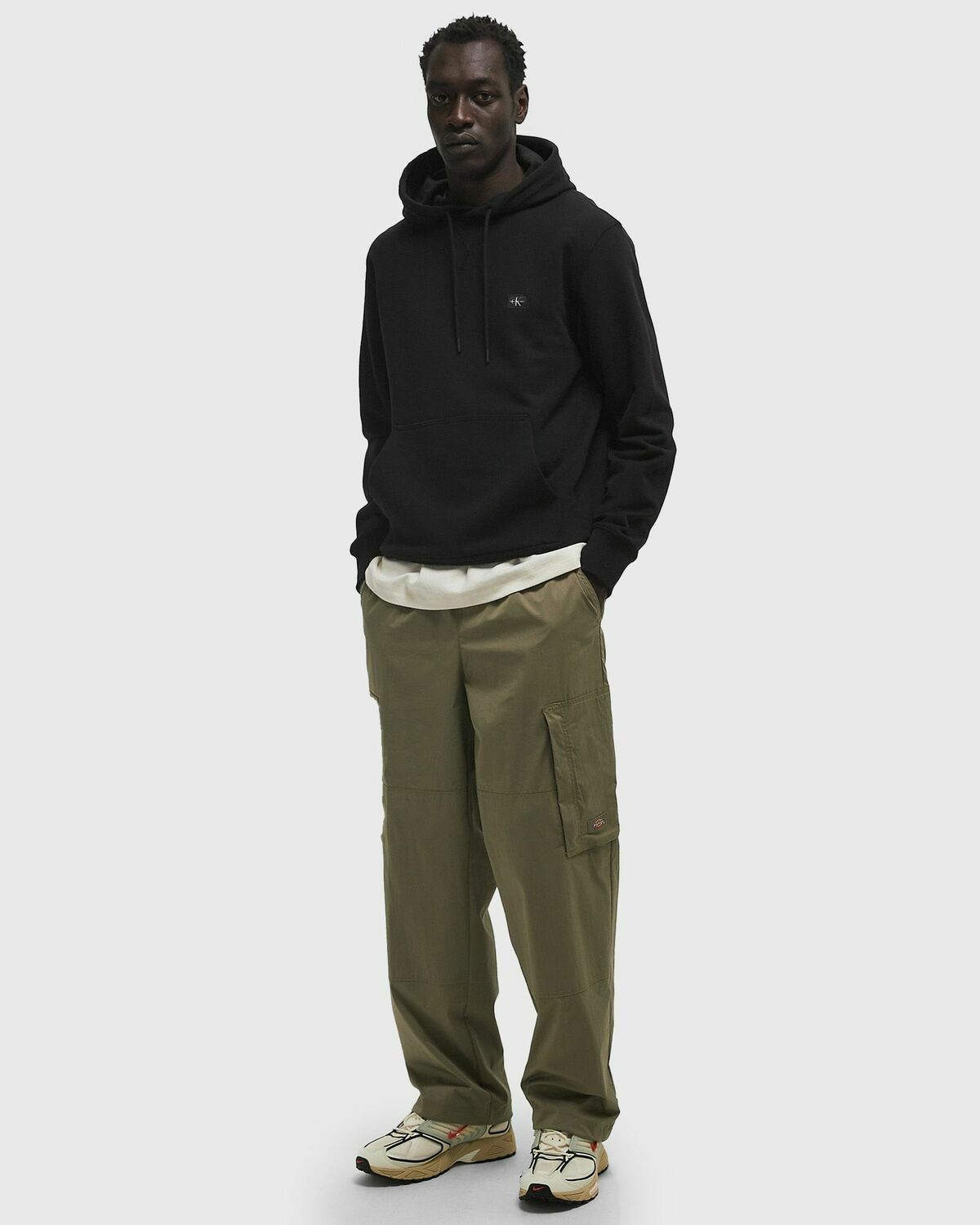 Calvin Klein Jeans WOVEN LABEL HOODIE Black Mens Hoody