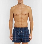 Anonymous Ism - Checked Cotton Boxer Shorts - Blue