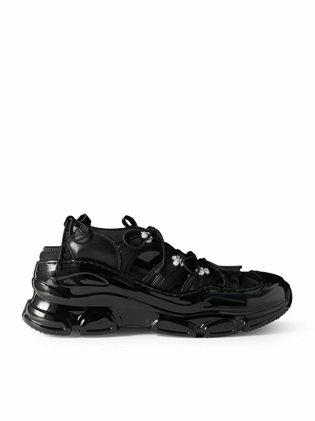 Photo: Simone Rocha - Embellished Leather and Neoprene-Trimmed Rubber Sneakers - Black